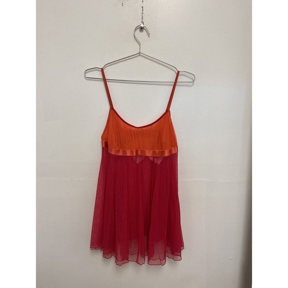 Vintage Y2K Victoria's Secret Womens Babydoll Slip Dress Size Medium Pink Mesh - Picture 1 of 3